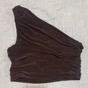 Express Brown One-Shoulder Tank Top